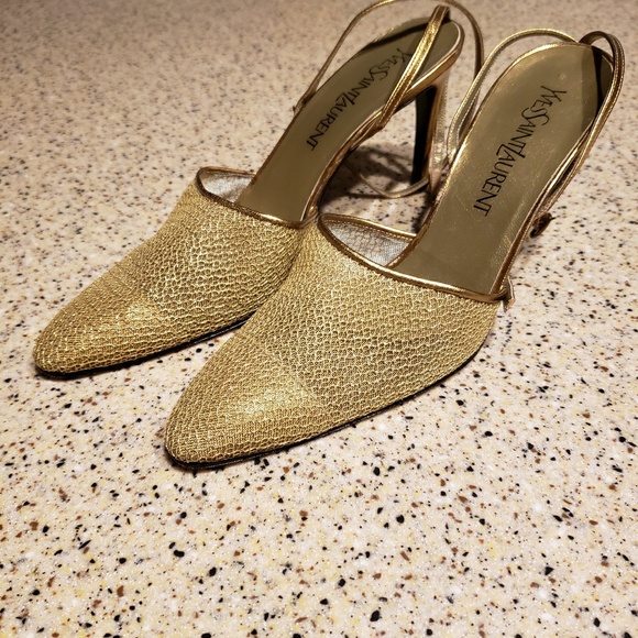 Yves Saint Laurent vintage SZ 8 mesh gold heels - Picture 5 of 6
